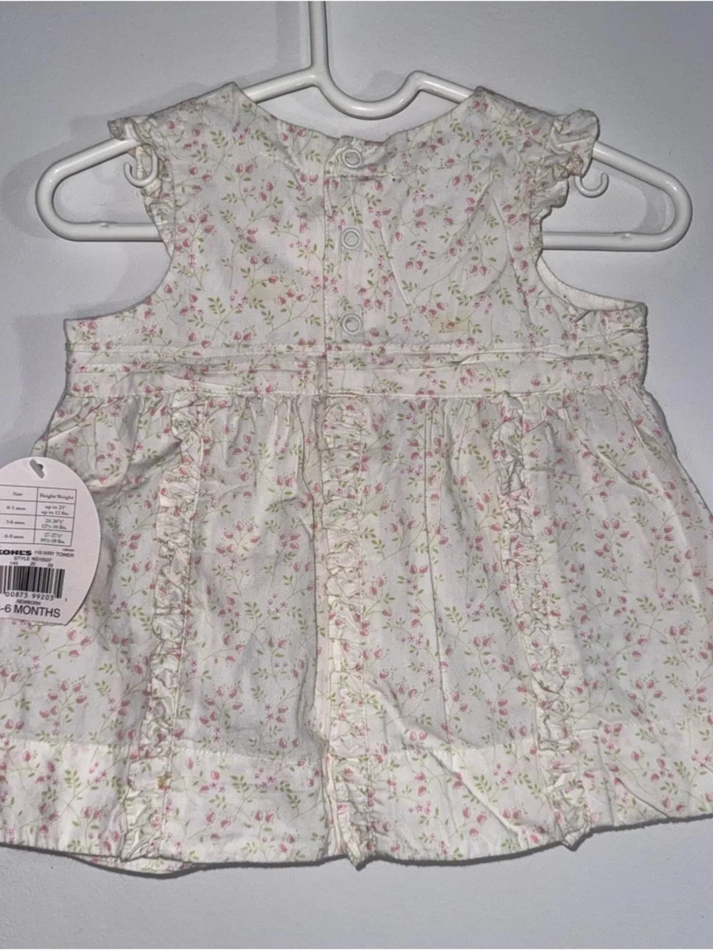 First Moments Ivory Floral Dress Bloomer Set 3-6M Cotton Ruffle NWT Baby